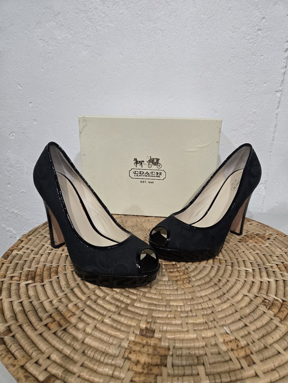 Coach Breana Monogram Peep Toe Heels - Picture 10 of 10